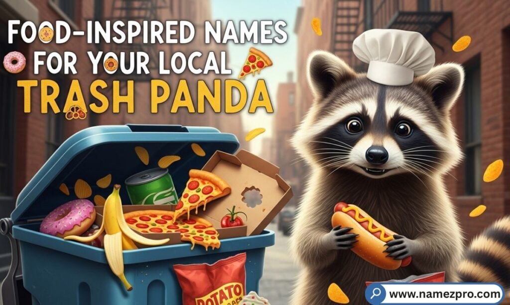 A hungry raccoon holding a snack with its paws, representing funny raccoon names inspired by food and treats.