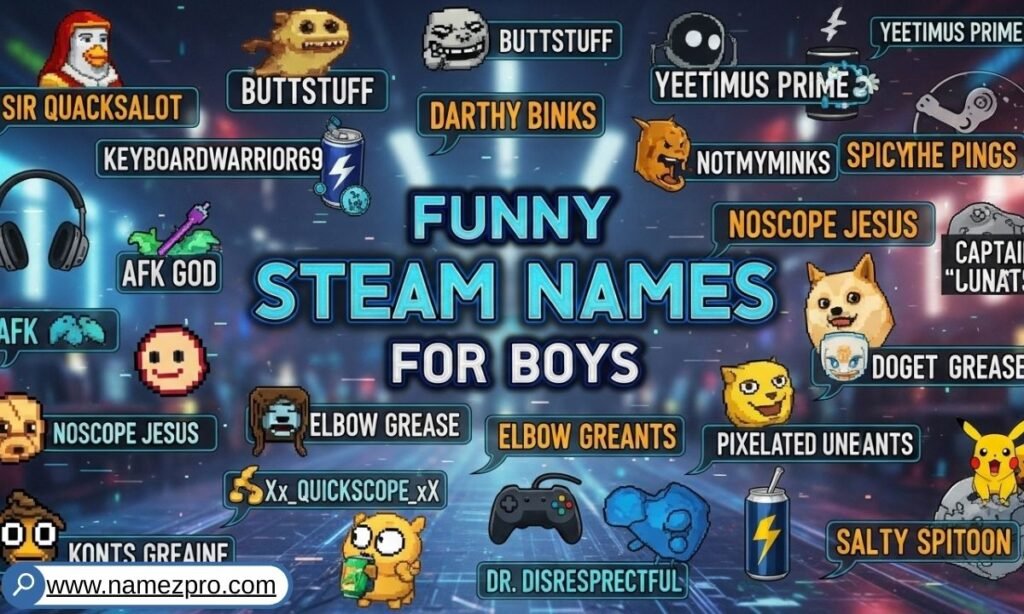 Funny Steam names for boys – cool, savage, and hilarious gaming username ideas for male gamers 2026
