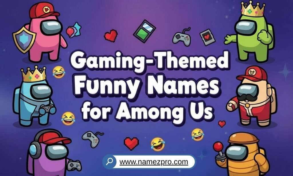 Gaming-themed funny Among Us names inspired by popular video games, memes, noob jokes, and streamer culture for hilarious in-game usernames