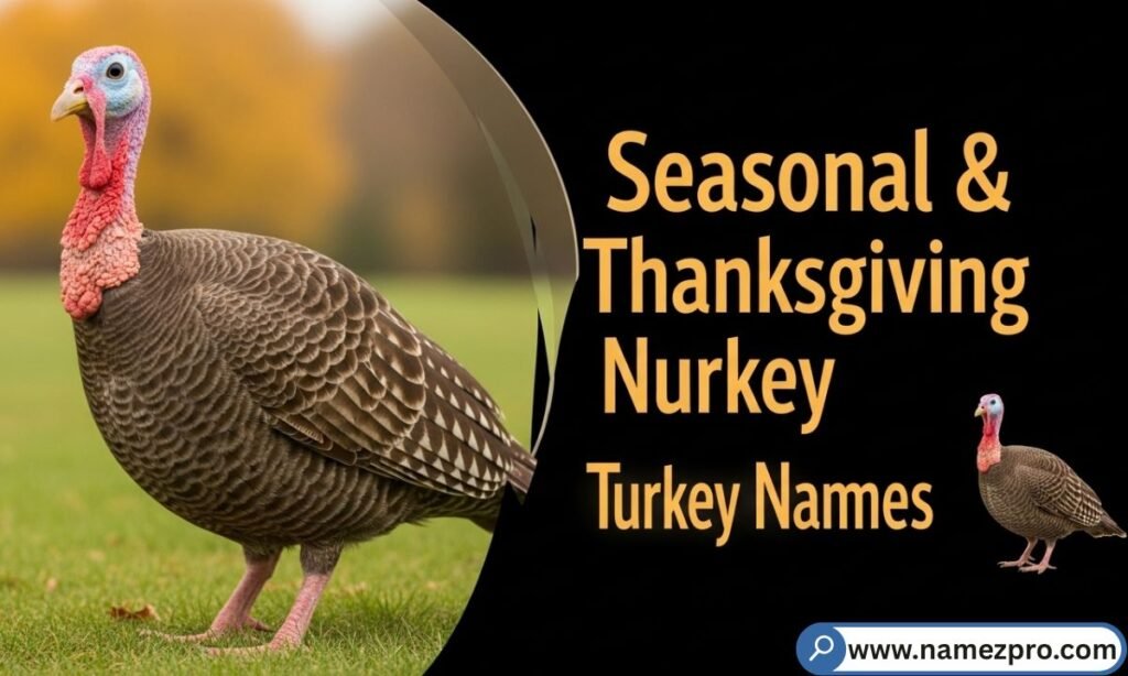 Seasonal & Thanksgiving Turkey Names featuring fall-inspired, clever, and punny turkey names like Pumpkin Pie Gobble and Harvest Hen for 2026