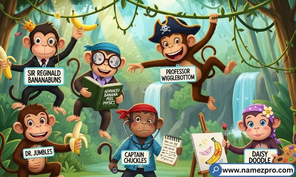 Cute & Funny Monkey Names list – adorable, playful, and silly monkey names for pets and gaming 🐵🍌