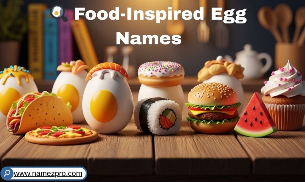 “Food-inspired egg names – funny and creative egg names inspired by delicious foods 🍳🥚😂”
