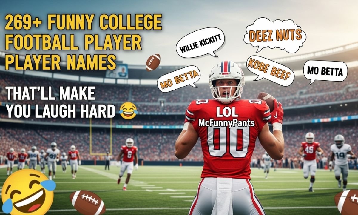 funny college football player names 2026 list with humorous names and laughing fans