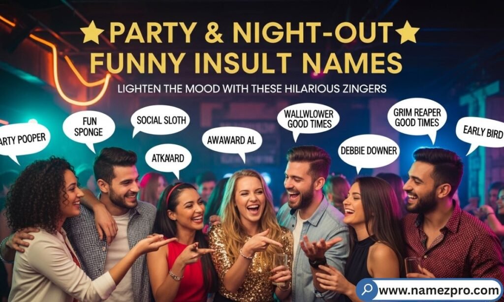 Party and Night-Out Funny Insult Names for roasting friends during birthdays, club nights, game nights, and group chats