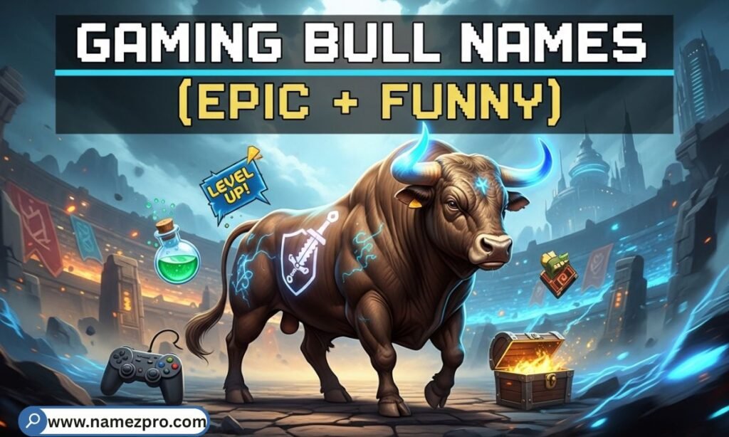 Gaming bull names list featuring epic, funny, and powerful name ideas for gamer tags, mascots, fantasy characters, and esports themes in 2026
