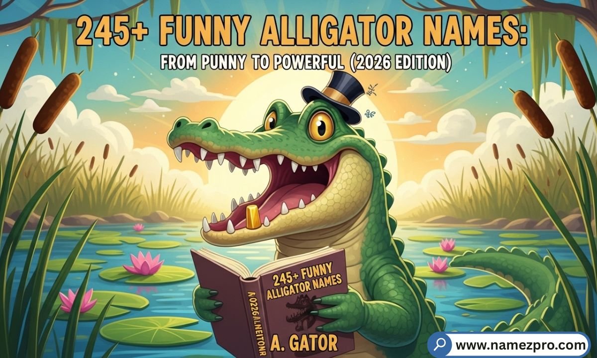 Funny alligator names list featuring punny, cute, and powerful gator name ideas for pets and teams 2026