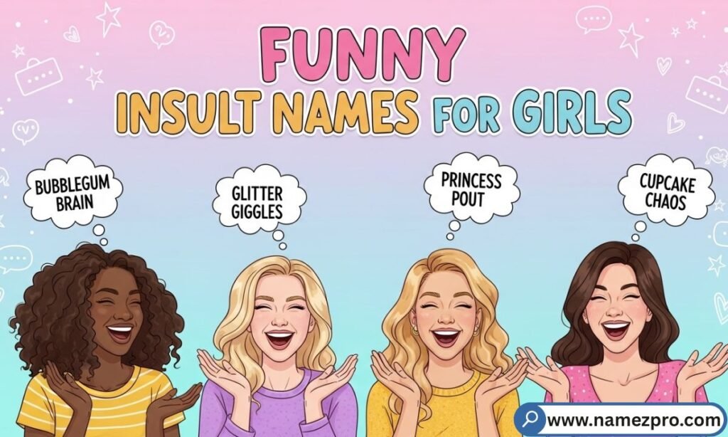 Funny Insult Names for Girls to roast friends with witty, sassy, and playful nicknames for group chats, game nights, and social media