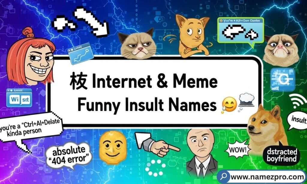 Internet and Meme Funny Insult Names for roasting friends in group chats, gaming sessions, and social media with viral nicknames