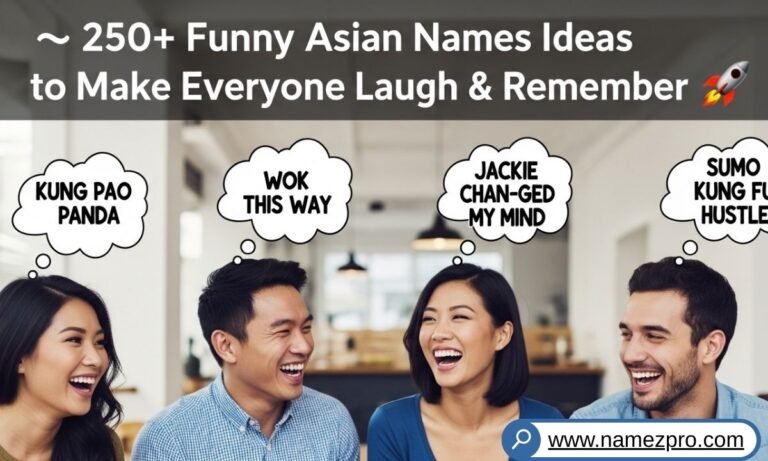 "Funny Asian names list for groups, boys, girls, office teams, gaming squads, and sports teams – over 250 hilarious and creative ideas to make everyone laugh and remember."