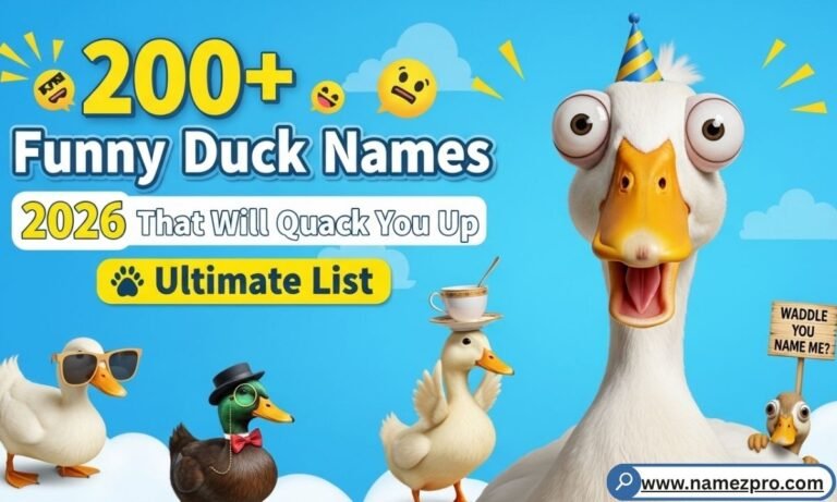 Funny Duck Names 2026 list featuring cute, cool, and hilarious duck name ideas for pet ducks, including puns, seasonal, food-inspired, and pop culture duck names.