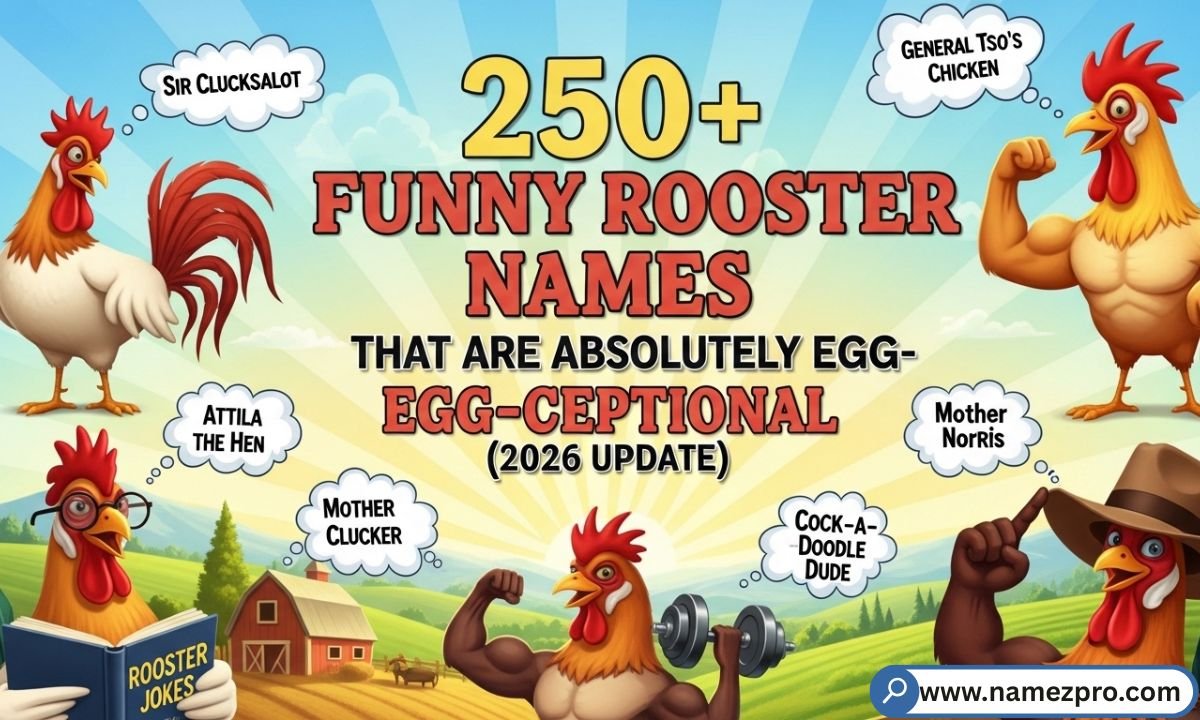 "A funny rooster standing proudly in a farm coop — perfect visual for funny rooster names list 2026"