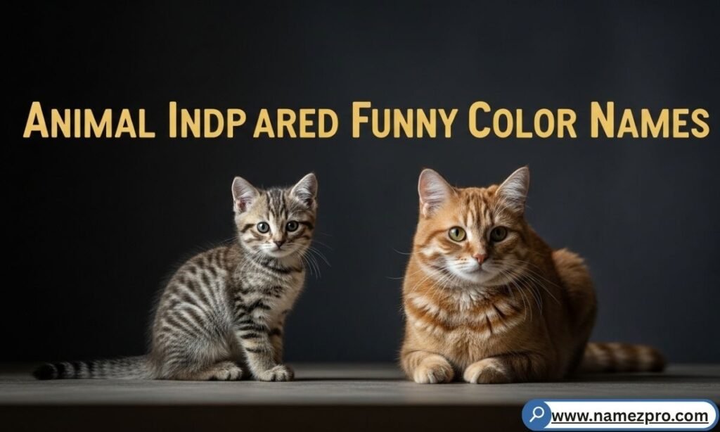 Playful animal-inspired funny color names like flamingo hangover pink and queen bee gold