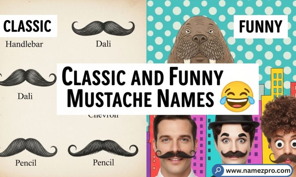 Close-up of a thick vintage mustache representing classic funny mustache names like the soup strainer and crumb catcher.