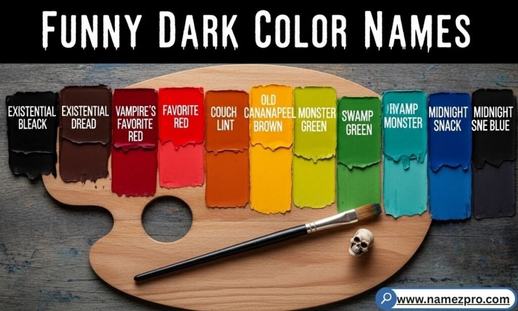 Deep, dramatic funny dark color names like drama mascara black and dragon’s blood red
