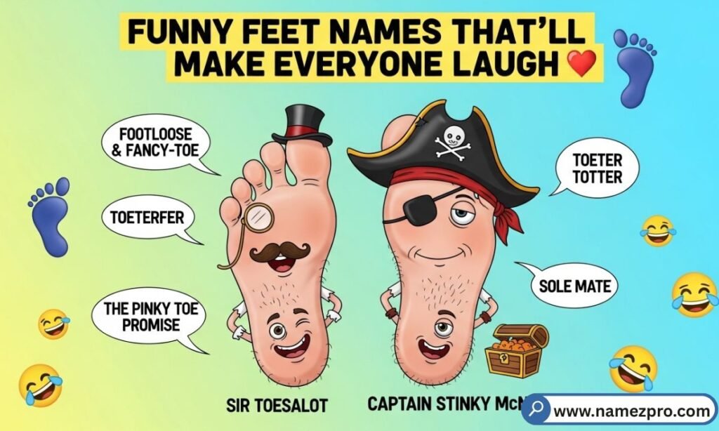 humorous foot nicknames punny wordplay laughing toes illustration 2026