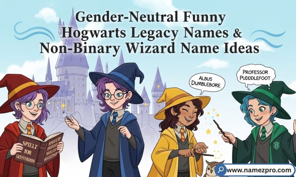 Gender-neutral funny Hogwarts Legacy names 2026 — non-binary wizard character ideas with creative magical monikers
