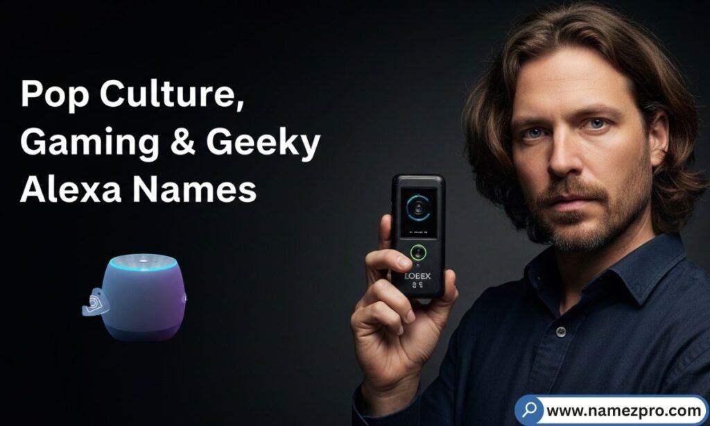 Pop culture and gaming Alexa Names with smart speaker and gamer icons