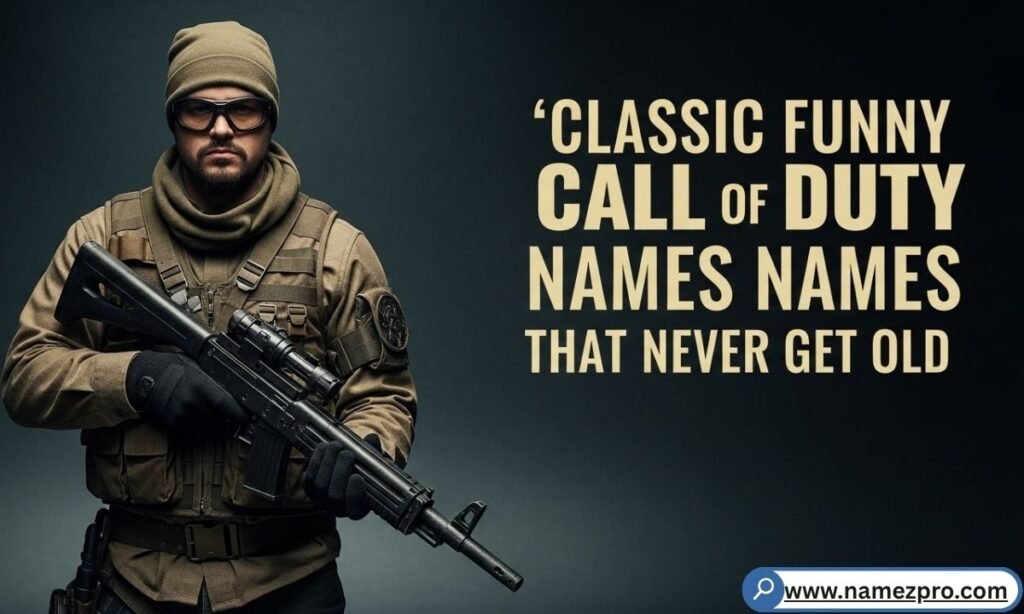 Retro-style list of iconic multiplayer gamer tags and usernames from early Modern Warfare and Black Ops eras.