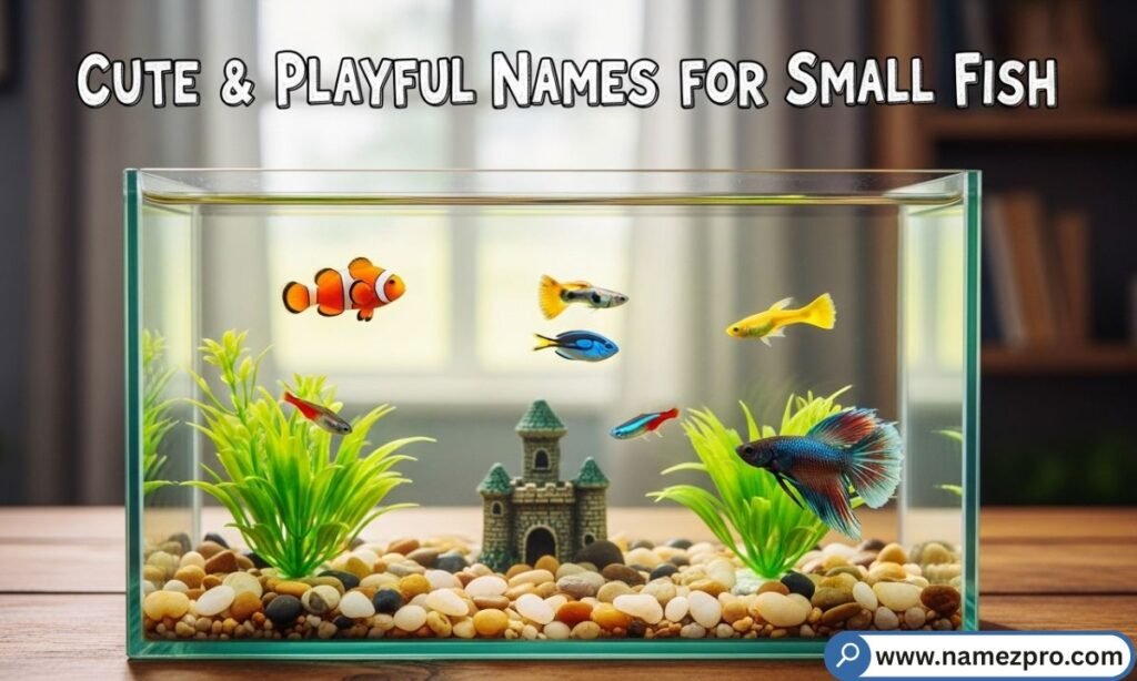 Tiny colorful aquarium fish with cute and playful names for small fish in a bright home fish tank