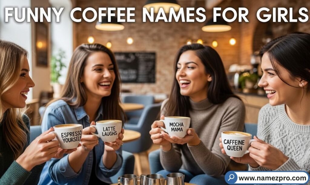 A pastel pink café setup with cute coffee cups and a feminine chalkboard menu board displaying sassy drink names.