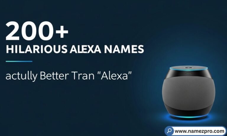 Funny and creative Alexa Names list with colorful icons and playful smart speaker visuals