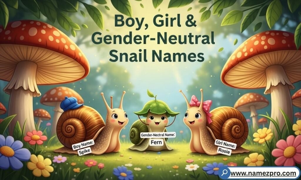 Creative pet snail name ideas with playful snail characters