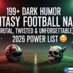 A dark football helmet representing dark humor fantasy football names for the 2026 season.