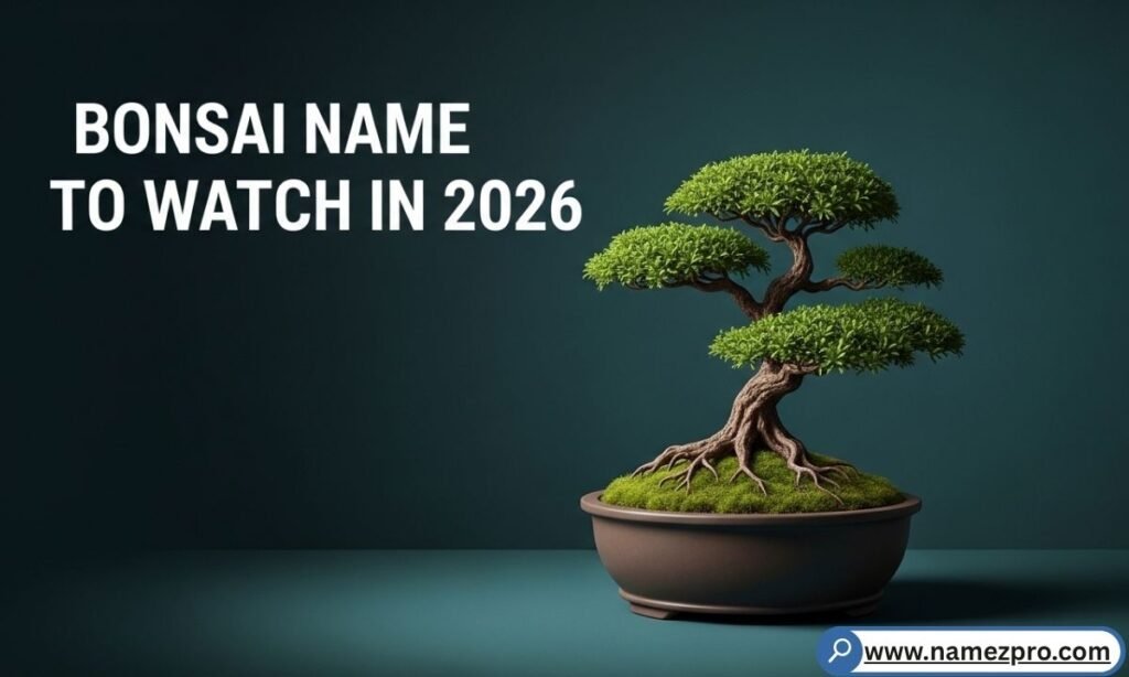 Three small bonsai arranged on a rustic wooden shelf with moss