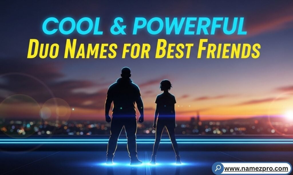 Two best friends laughing together with matching cool team nicknames