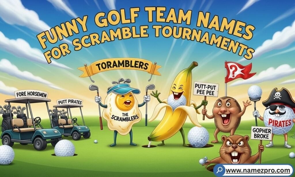 Golfers laughing at scramble check-in board