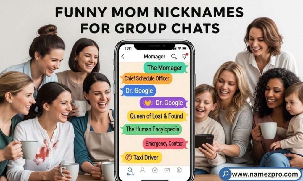Funny mom nicknames for group chats family text bubble list