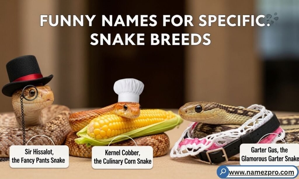A Ball Python curled into a perfect circle next to a glazed donut, showcasing breed-specific funny snake names.