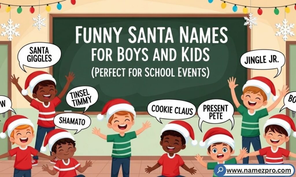 Funny Santa names for boys and kids school events 2026