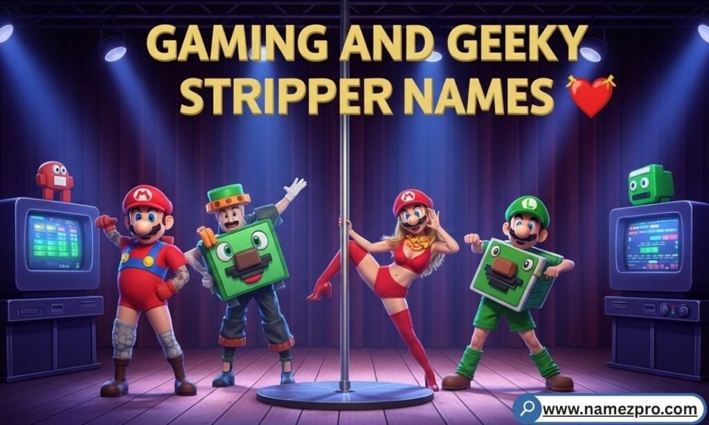 Gaming and geeky stripper names list 2026 with funny pixel stage name ideas for parties and nerd groups