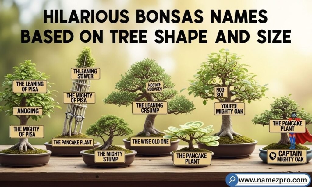 Hilarious bonsai names by tree shape like Chonky McBranch and Leafzilla
