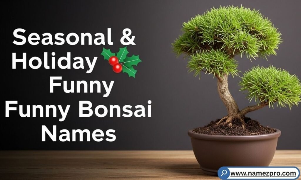 Bonsai covered in fake snow with tiny holiday ornaments