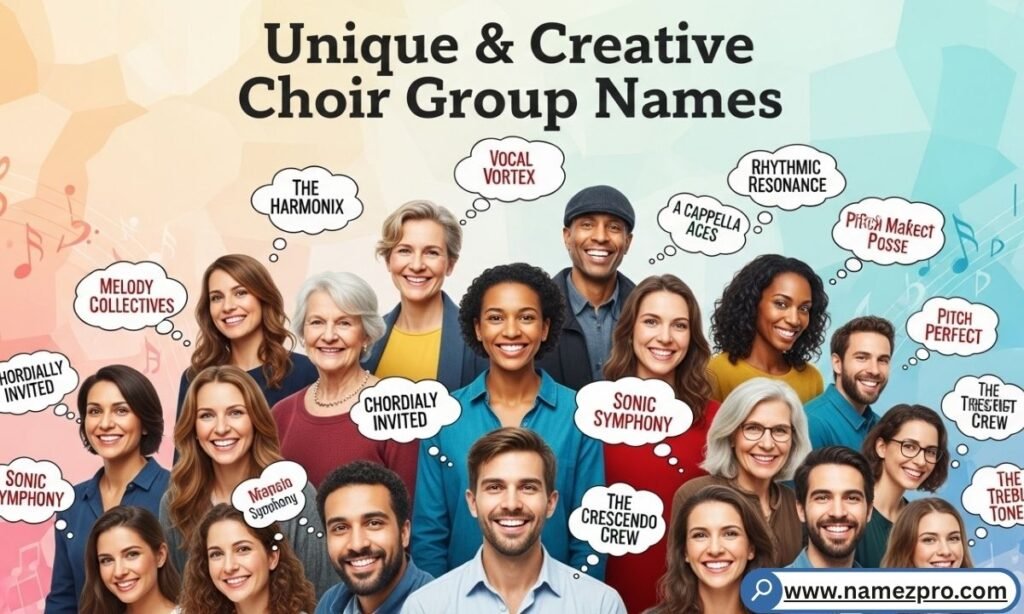Creative ensemble singers gathered around a microphone for a unique performance
