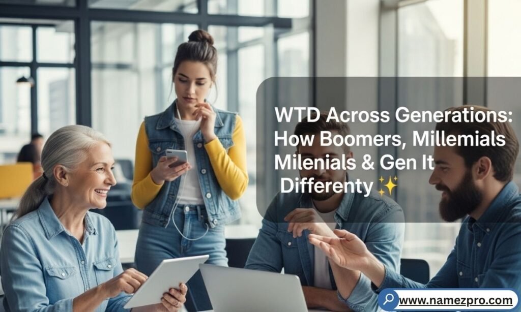 Generational comparison chart showing how Gen Z, Millennials, and Boomers interpret the WTD meaning in text.