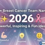 Diverse team wearing pink ribbons and shirts for Breast Cancer awareness, representing powerful team name ideas.