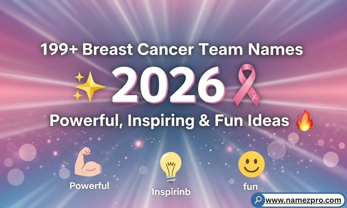 Diverse team wearing pink ribbons and shirts for Breast Cancer awareness, representing powerful team name ideas.