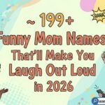 Funny mom names list 2026 with laughing mom and kid on couch