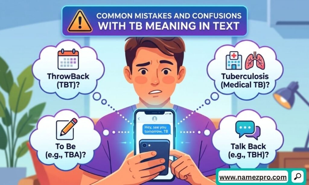 warning sign and list of common TB text misunderstandings