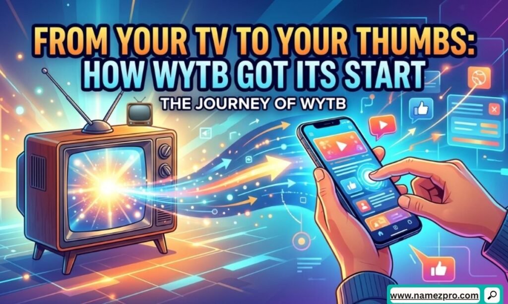 WYTB origin: old TV showing "What You Talking 'Bout" catchphrase evolving into text acronym on smartphone screen.
