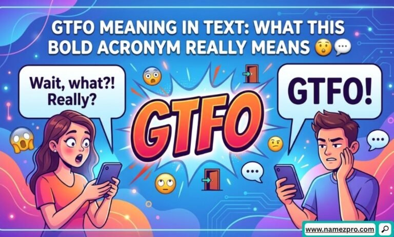 GTFO meaning in text shown in a shocked social media chat conversation with bold slang messaging
