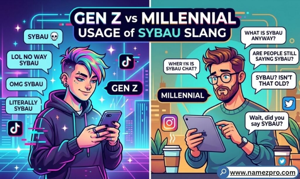 Gen Z vs Millennial SYBAU slang usage comparison chart
