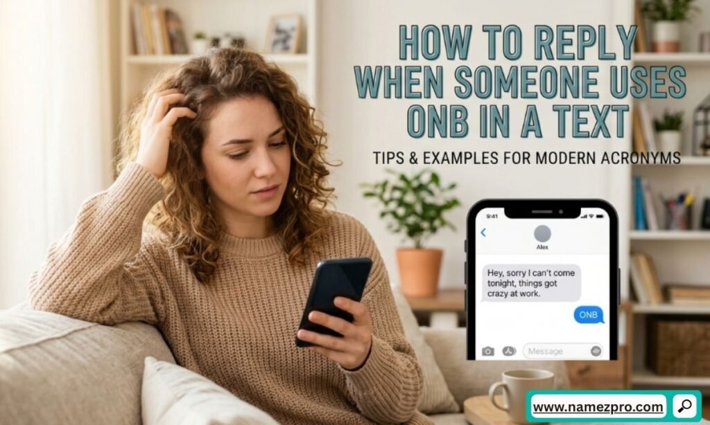 Chat conversation showing how to reply when someone uses ONB in a text