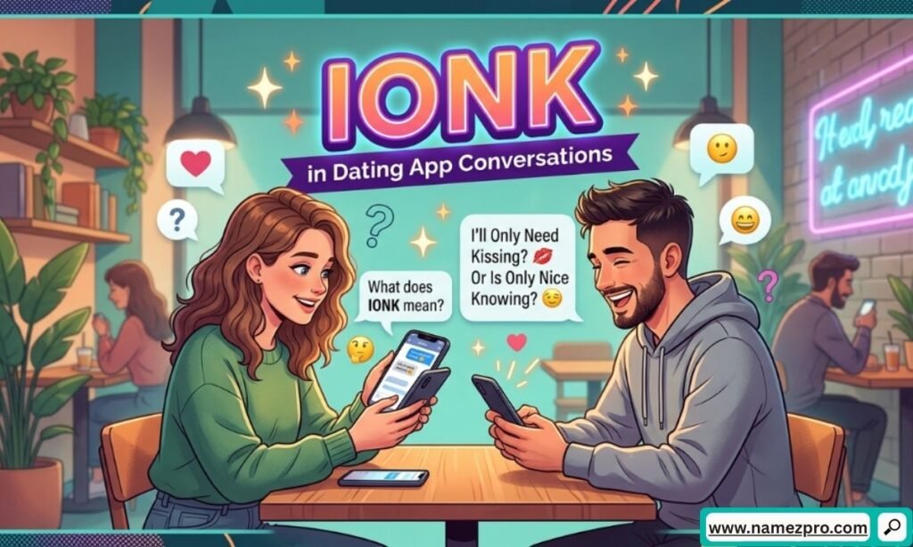 IONK slang meaning in dating app conversations shown in modern online chat and texting messages