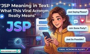 Smartphone screen showing a text message chat with the viral slang acronym JSP used in a casual conversation.