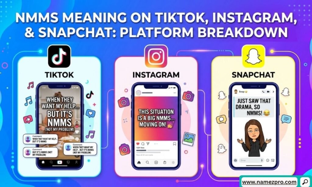 NMMS meaning on TikTok Instagram and Snapchat shown through social media chat slang and texting trends