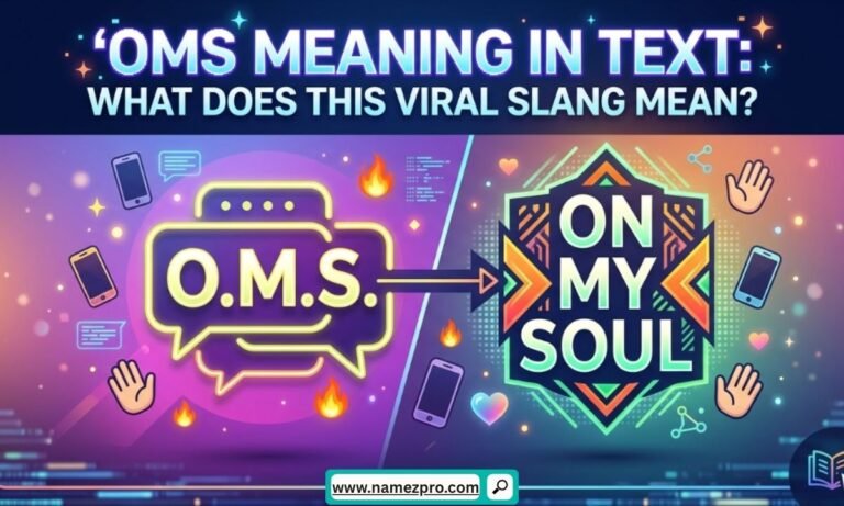 OMS meaning in text shown on a smartphone screen with a shocked reaction emoji and slang definition overlay